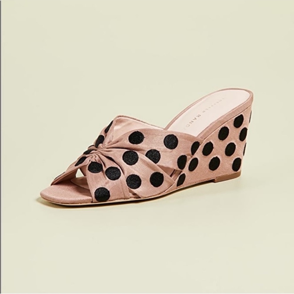Loeffler Randall Wedge sandals polkadot black nude size 9 sonya